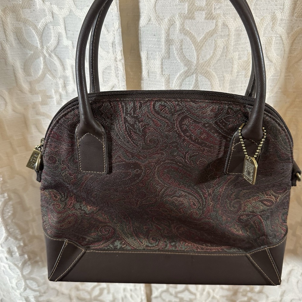 Relic Satchel Shoulder Bag Leather & Tapestry Carpet Purse